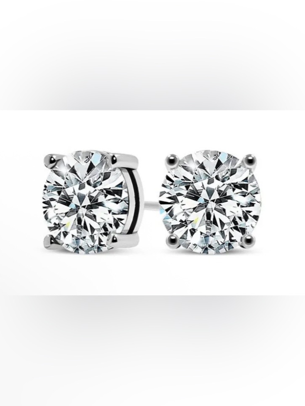 8MM/2 CT Elegant Moissanite & 925 Sterling Silver Screw Back Stud Earrings